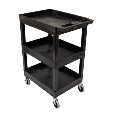  SEC111HD-B Luxor Plastic Utility Cart w/ HD Casters, 24'' x 18'', Black