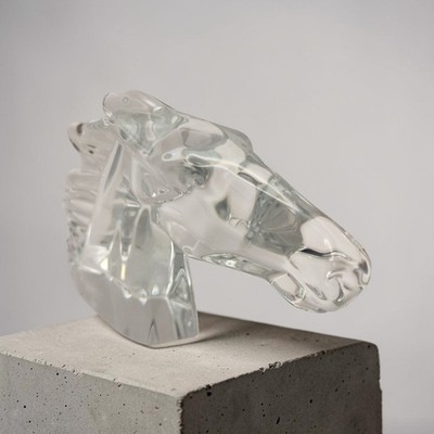 DAUM FRANCE CRYSTAL HORSE HEAD  TETE DE CHEVAL  FIGURINE