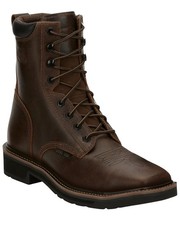 Justin Men's Pulley 8" Steel Toe Work Boot, Aged Bark 11.5 D