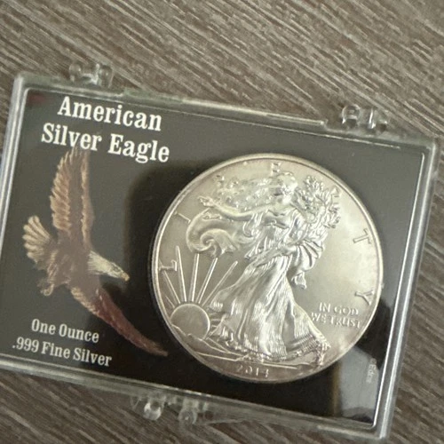 2014  AMERICAN SILVER EAGLE BU Toning In Snazzy Holder! WOW Free Shipping!