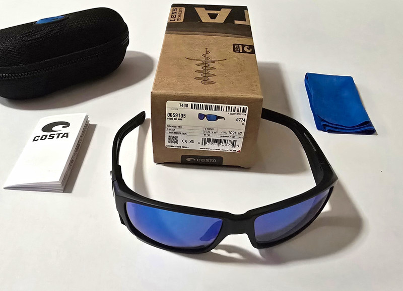 Brand New Costa Tuna Alley PRO  Sunglasses Black Frame Blue Mirrored Lenses