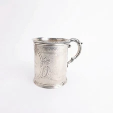 Jaccard Coin Silver Engraved Cup St Louis Missouri Engine Turned Christmas 1861