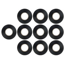 10PK 60FT Roll Black Electrical Tape, Basic Vinyl PVC Tape, Professional Grade