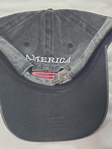 Cappello nero lavato bandiera americana USA sul lato cappello papà strapback OSFM NUOVO SENZA ETICHETTE - Foto 3 di 6