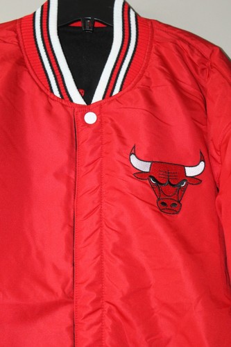 New NBA Chicago Bulls real wool embroidery reversible heavy jacket men's 3XL - Picture 8 of 9