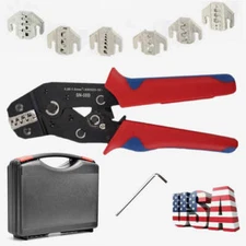 Ratchet Crimper Plier Crimping Tool Cable Wire Electrical Terminals Kit Set US