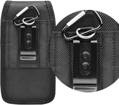 Nero Vegano Custodia IN Pelle Con Clip Cintura Per Kazuna