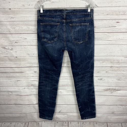 Current/Elliott Womens The Rolled Skinny Jeans Size 28 Dark Wash Write-On Print - Picture 5 of 9