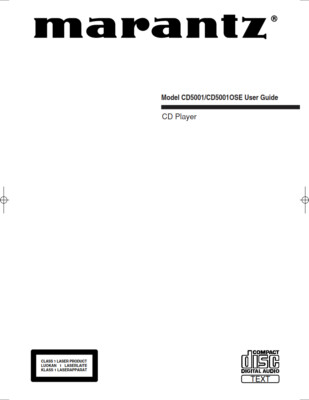 Marantz CD5001OSE CD Player Owners Manual