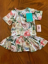 Posh Peanut - Short Sleeve Basic Twirl Skirt Bodysuit- 12-18 Months - NWT