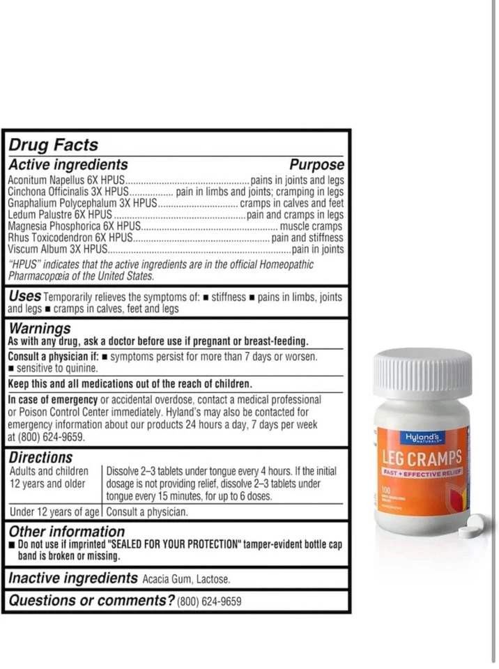 Producto todo en uno Hyland's calambres en las piernas - 100 unidades Foto 2 de 4