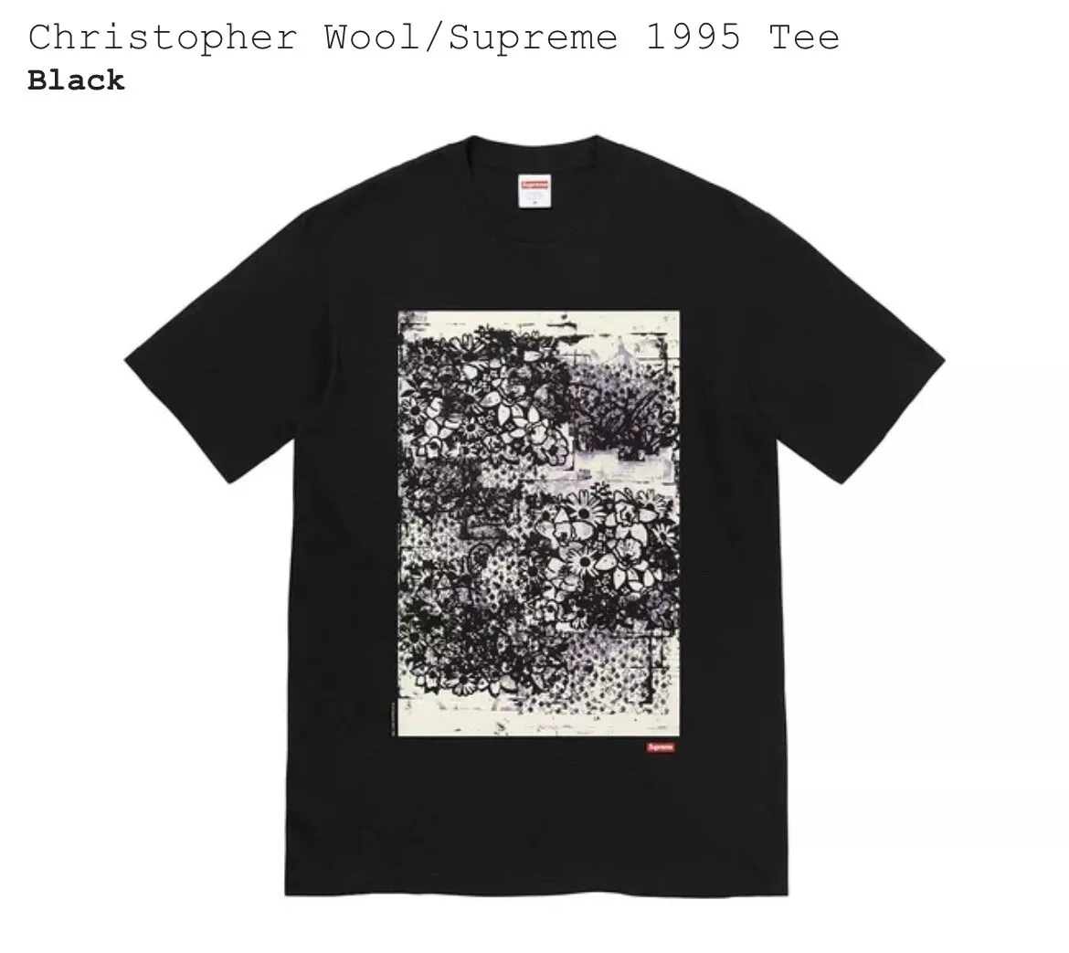 New Christopher Wool x Supreme 1995 Tee - Black - Size Medium