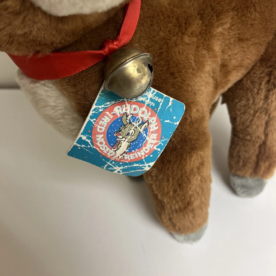 "Etiquetas de peluche de peluche de reno nariz roja Applause Rodolph el 215122 14""" Foto 4 de 4