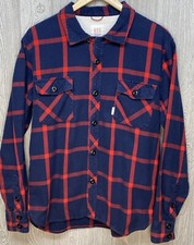 Topo Designs Men  s Shirt Red Blue Plaid Button Up Flannel Organic Pockets Medium