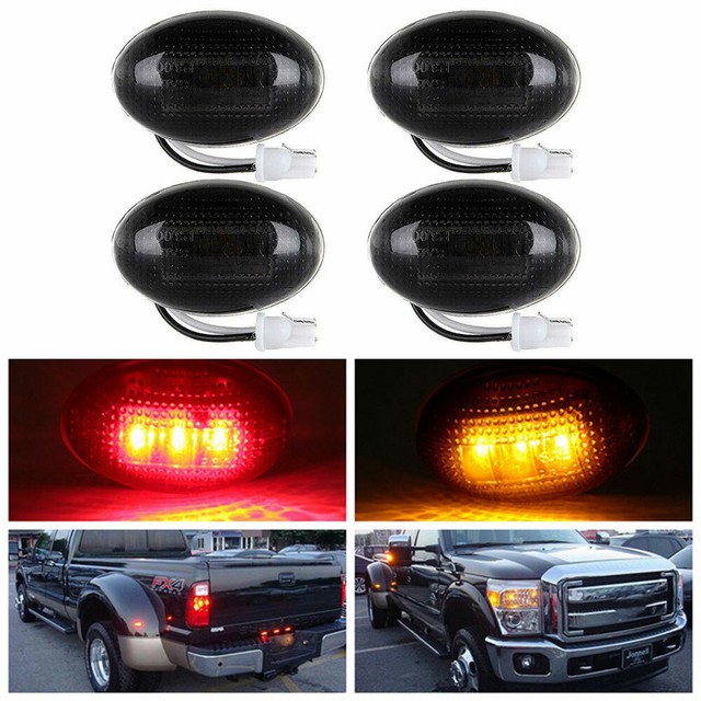 4pcs Smoke Side Fender Dually Bed Marker LED Lights for 19992010 Ford