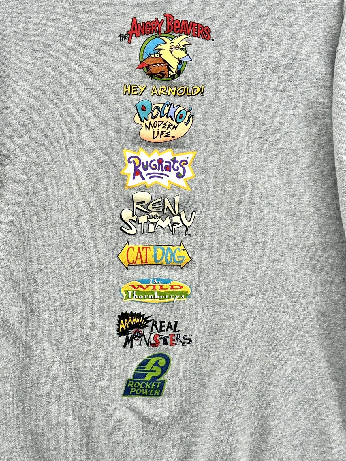 Nickelodeon 90s Cartoon Splash Logo Gray Sweatshirt S… - Gem