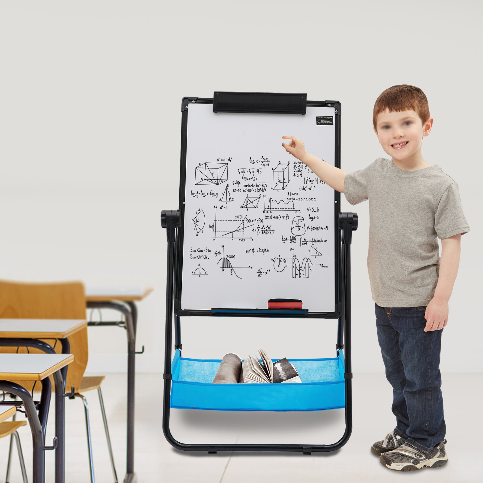 Portable U Stand Dry Erase Board Whiteboards w/Stand Height Adjustable 360°