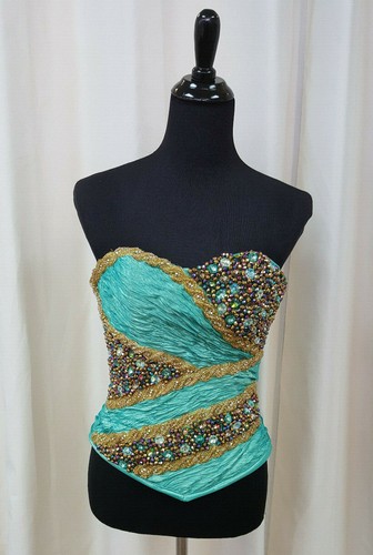 NEW Ragazza Fashion Quinceanera XV Ball Gown Dress A53-253 Aqua Gold 2 Piece - Picture 8 of 9