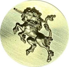 3D Mythical Unicorn brass Wax Seal Stamp head, 1.2" diameter