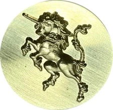3D Mythical Unicorn brass Wax Seal Stamp head, 1.2" diameter