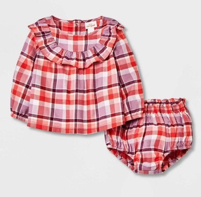 Baby Mädchen Rüschen Kariert Top & Unten Satz Cat & Jack Orange Baby