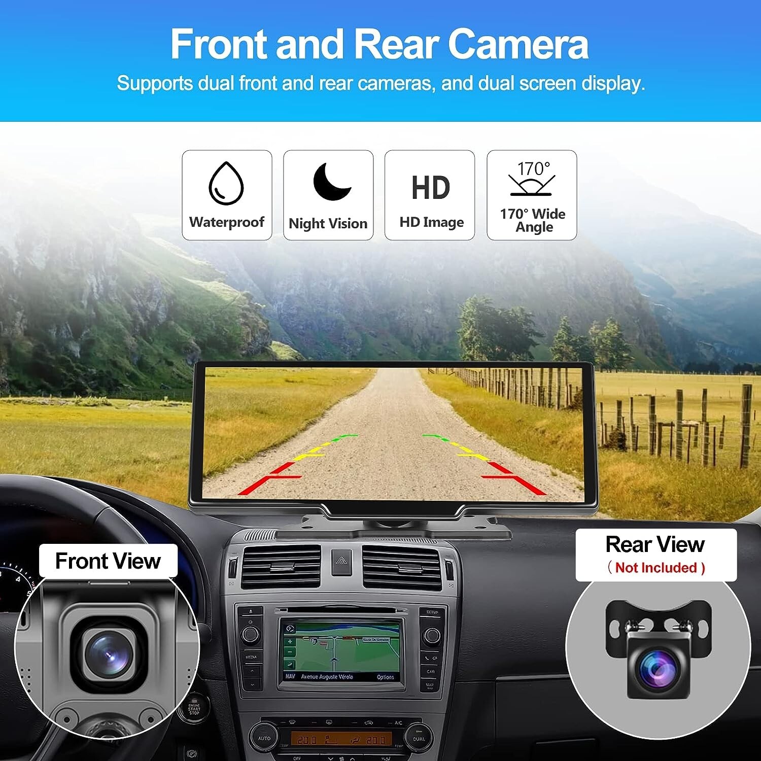 Dash cam écran tactile HD 9.3 pouces pour simplifier le stationnement