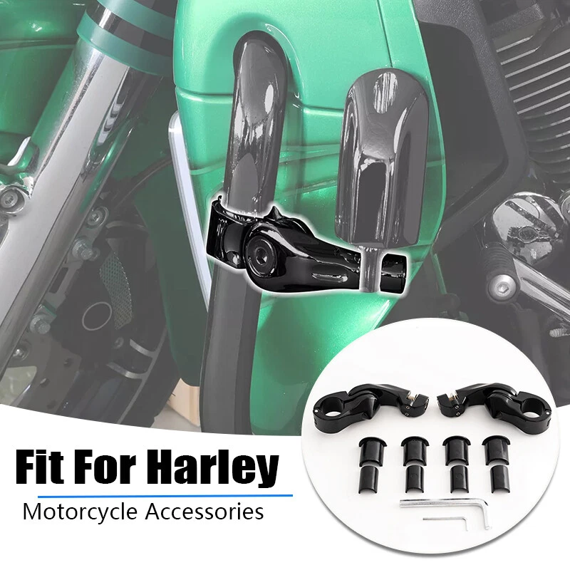 1 1/4" 32mm Black Short Angled Adjustable Highway Foot Peg Mount Fit For Harley — 第 2/4 张图片