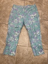 Vintage LILLY PULITZER Floral Crab Print Pants Lavender Blue 10P