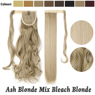 Thick Clip In As Human Hair Extensions Pony Tail Wrap On Ponytail Hairpiece USA
