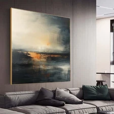 Hand Painted Abstract Painting Texture Acrylic Modern black Art Oil Painting