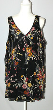 Band Of Gypsies Semi-Sheer Black Floral Boho Dress Cold Shoulder SZ S NWOT 
