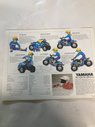 NOS, Original 1987 Yamaha YFM100T, Champ, ATV Sales Brochure, Literature - Picture 3 of 3