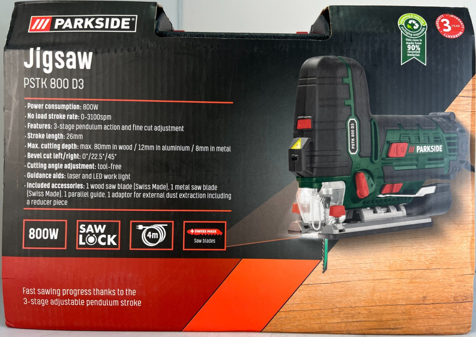 Parkside Jigsaw 800W Corded (PSTK 800 D3)