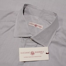 Luciano Barbera NWD Casual Button Down Shirt Size M in White/Gray/Red Cotton