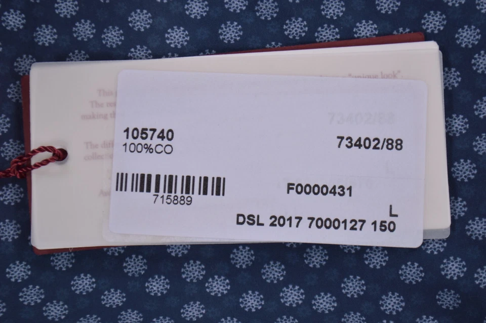 Luciano Barbera NWT Cotton Button Up Long Sleeve Shirt Size L in Geometric Blues - Image 3 of 4