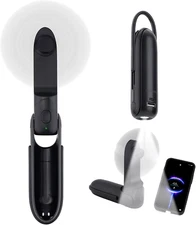 6-in-1 Mini Fan 3000mAh Rechargeable USB Power Bank Flashlight – Black