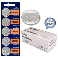 1000 x Murata CR2025 160mAh 3V Lithium LiMnO2 Coin Cell Watch Battery - Bulk