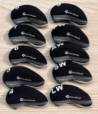 Quality 10Pcs Taylor/Made Qi Golf Club Iron Head Covers Neoprene 4-9LPSA/W Black
