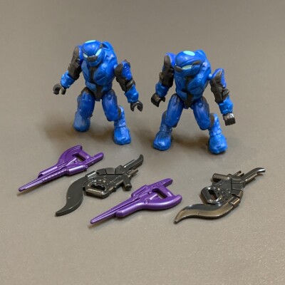 2X HALO MEGA BLOKS COBALT BLUE COVENANT ELITE PILOT MINI FIGURE