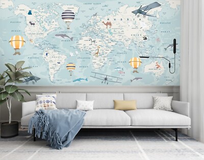 3D Balloon World Map G3637 Wallpaper Wall Murals Removable Self-adhesive Honey