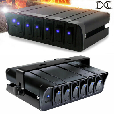 LIGHTFOX 6 Gang 12V Switch Panel ON-OFF Toggle Rocker Control Blue LED For RV Ma - Foto 5