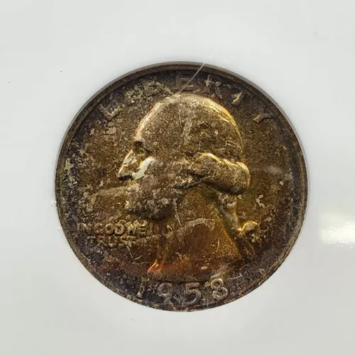 1958 D 25C Washington Quarter Coin NGC MS67 GEM BU PQ * Amber Toning Toner OBV