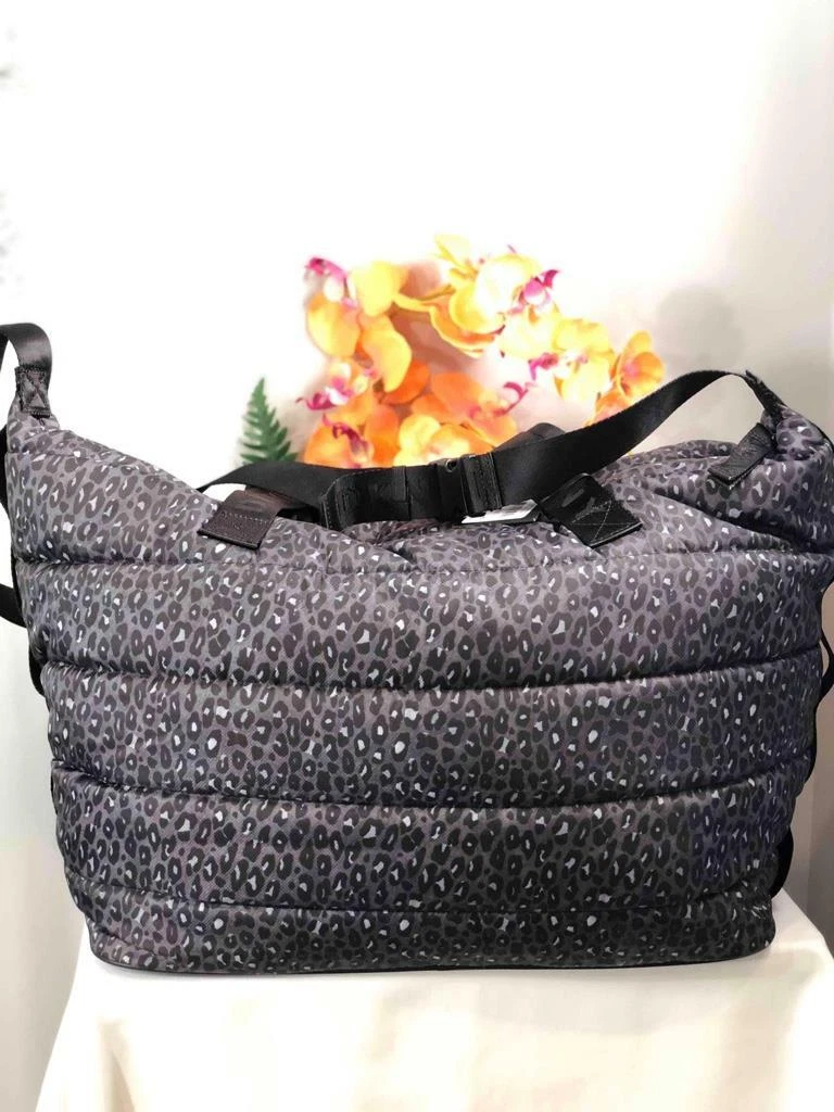 NWT DKNY Nora Leopard Prints Black Gray Nylon Duffle Weekender Bag