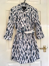 Pringle Scotland Designer Trench 6 Xs Belted Cotton Mac Spring Coat White/blue