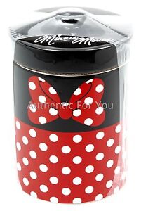 Disney Parks Minnie Mouse Red Polka Dot Bow Cookie Jar Kitchen Canister w/lid 