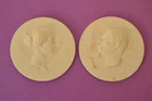 SEVRES BISCUIT MEDALLIONS: NAPOLEON III and EUGENIE by PEYRE NIEUWERKERKE