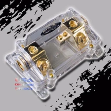 GOLD 0/2 GAUGE INPUT OUTPUT INLINE ANL FUSE HOLDER POWER WIRE AMP MARINE GRADE