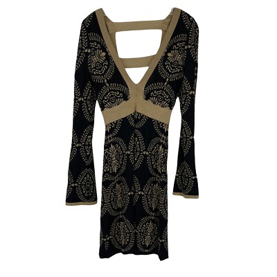 Arden B Knit Rayon Dress Black Gold Open Back Heavy Long Sleeve Stretch Womens S | eBay Arden B Knit Rayon Dress Black Gold Open Back Heavy Long Sleeve Stretch Womens S | eBay