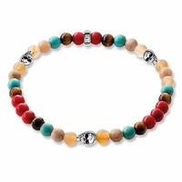 Thomas Sabo Unisex Colored Stone Beads & Ss Skulls Bracelet Size:m(6.7) Thomas Sabo Unisex Colored Stone Beads & Ss Skulls Bracelet Size:m(6.7)