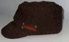 Adidas Beanie Hat w/ Visor Mens Brown Winter Climawarm OS Cadet Cap Skater Ski